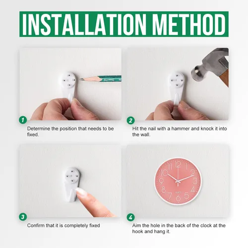 Miniatura 9 de Reloj de pared de 10 pulgadas, silencioso, sin tictac, estilo moderno y simple, redondo, decorativo, con esfera estereoscópica de cuarzo, para Rosa