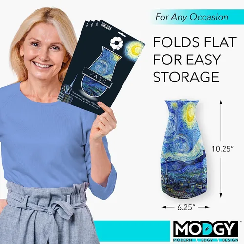 Miniatura 6 de MODGY Florero expandible, plástico decorativo moderno plegable impreso jarrones para centros de mesa para bodas, mesa de comedor, decoración