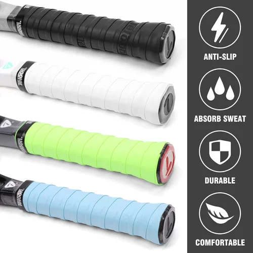 Miniatura 2 de Teloon Cinta de agarre para raqueta, cinta de agarre para tenis, (6 o 12 unidades) Absorbe las bandas elásticas antideslizantes para el sudor