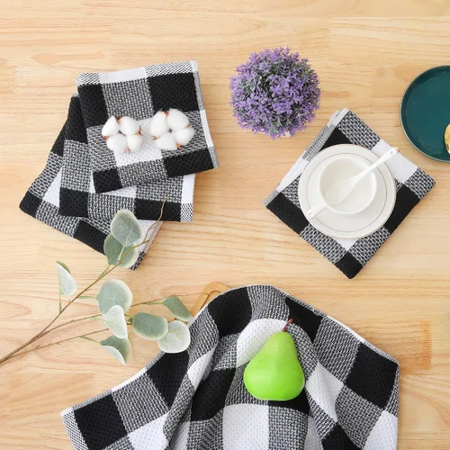 Miniatura 6 de Homaxy Paños de cocina 100% algodón, tejido gofre a cuadros, 12 x 12 pulgadas, toallas de platos súper suaves y absorbentes, de secado rápido