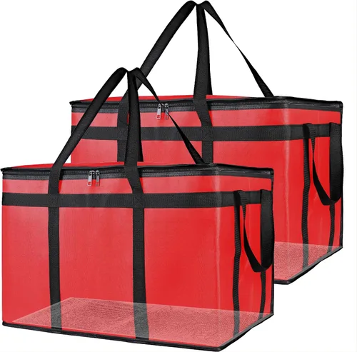 Miniatura 11 de Bodaon Paquete de 2 bolsas grandes aisladas para entrega de alimentos, XXXL para compras de comestibles/catering/pizza, bolsa de entrega de viaje