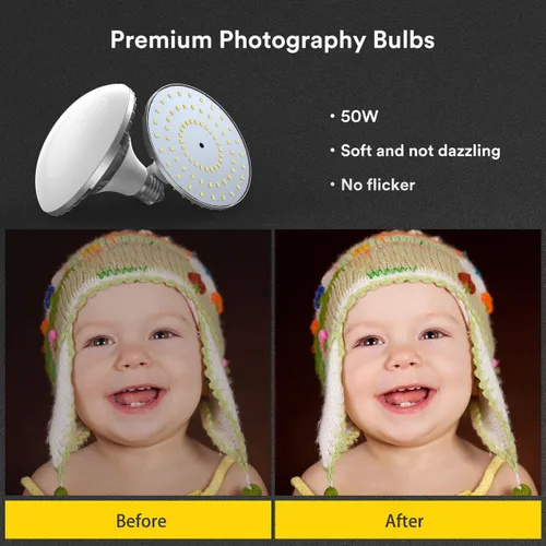 Miniatura 2 de RALENO Kit de iluminación Softbox, iluminación fotográfica Softbox de 20 x 28 pulgadas con bombillas LED (50 W 5500 K TLCI ≥97), iluminación