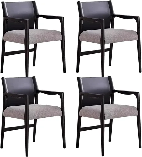 Dining Chairs with backrest, Upholstered Kitchen Chair, Vintage Country Dining Chairs Set Wood Kitchen Chair, Armrests Optional(with armrests,4PCS)