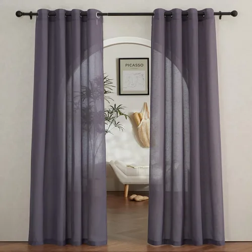 Miniatura 125 de NICETOWN Cortinas de lino traslúcidas con textura de lino de 84 pulgadas de largo, con ojales semitraslúcidos, tratamientos de ventana, privacidad