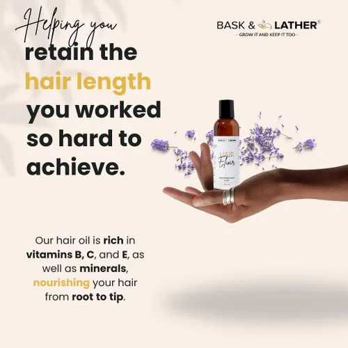 Miniatura 5 de BASK & LATHER Elixir - Aceite fortalecedor del cabello, aceite de ricino negro jamaicano, para volumen, grosor, desenredar, de encrespamiento