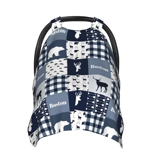 Miniatura 7 de Toldo personalizado para asiento de automóvil con diseño de elefante para bebés con nombre, fundas de asiento de automóvil personalizadas para niños