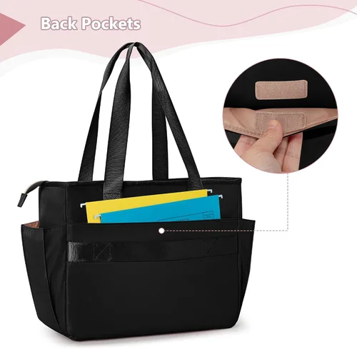 Miniatura 5 de Bolso para profesores con compartimento para laptop, bolsa grande para trabajo y suministros para profesores, color negro (vacío, diseño patentado)