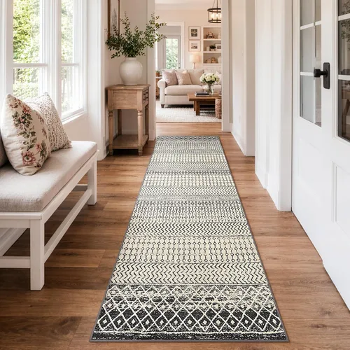 Miniatura 39 de Alfombras marroquíes para sala de estar, 5 x 7 pies, alfombra suave bohemia envejecida antideslizante grande, alfombra de granja de pelo bajo