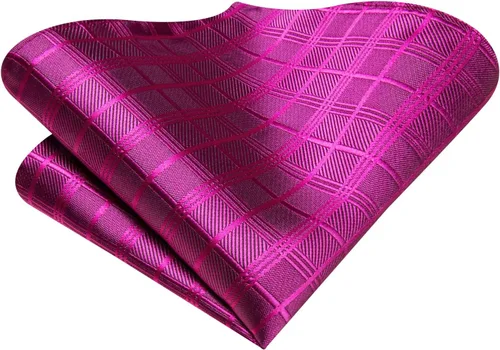Miniatura 344 de Hi-Tie Corbata clásica de cachemira para hombre con pañuelo y gemelos a cuadros