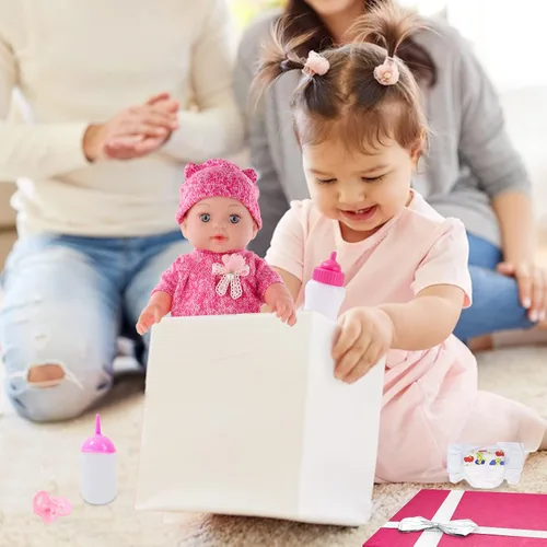 Miniatura 6 de DONTNO Muñeca de bebé de 12 pulgadas con ropa y accesorios, Set de alimentación y cuidado de muñeca bebé renacida viva con biberones, pañal