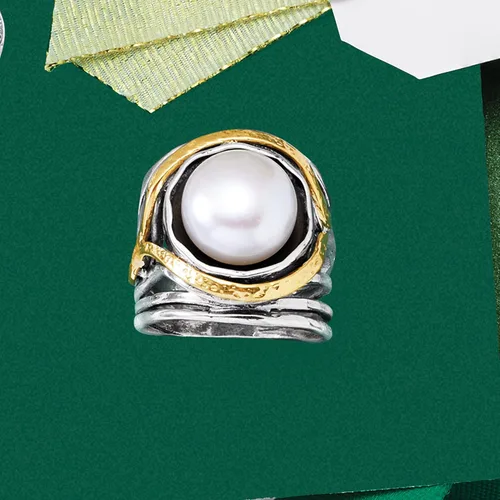 Miniatura 8 de Ross-Simons Pearl or Gemstone Openwork Ring in Silver and 14kt Yellow Gold