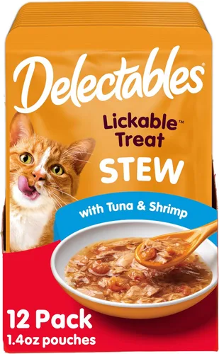 Miniatura 11 de Delectables Lickable Treat Stew Wet Cat Treats - Paquete variado de golosinas para gatos, hidratante, sin granos, sin rellenos, sin subproductos