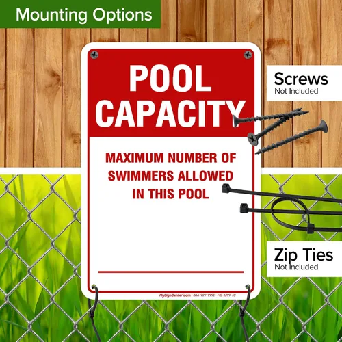 Miniatura 5 de Número máximo de nadadores permitidos en este cartel de piscina, 7 x 10 pulgadas, libre de óxido, aluminio 040, resistente a la decoloración