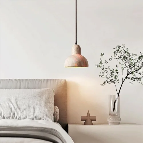 Miniatura 4 de Lámpara colgante industrial de estilo japonés para dormitorio, lámpara colgante de mesita de noche, lámpara colgante de piedra con agujero amarillo