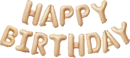 Miniatura 7 de Cartel de Feliz Cumpleaños Marrón Desnudo Hombres Mujeres Niño Niña Bronceado Rubor Neutral Vaquero Fiesta Occidental Oso de Peluche Decoraciones