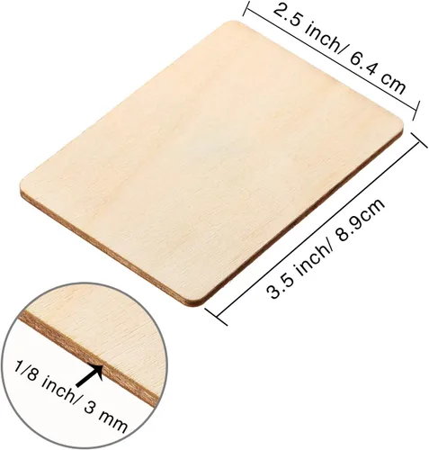 Miniatura 7 de Boao Cuadrados de madera en blanco, piezas de madera sin terminar, esquinas redondas cuadradas de madera para proyectos de manualidades, decoración