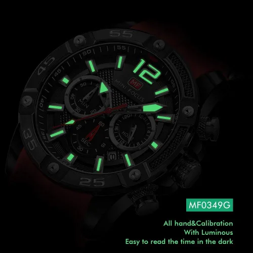 Miniatura 4 de Mini Focus Men Watch Casual Fashion Wrist Watches (ChronographWaterproofLuminousCalendar) Silicon Band Quartz Watches for Men