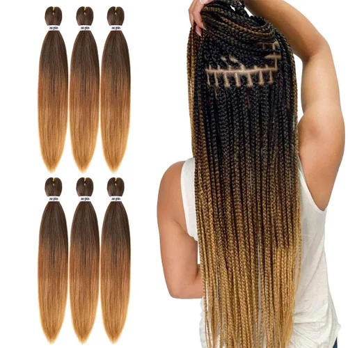 Cabello trenzado preestirado de 22 pulgadas, 6 paquetes de cabello profesional suave Yaki trenzado para trenzas con ajuste de agua caliente,