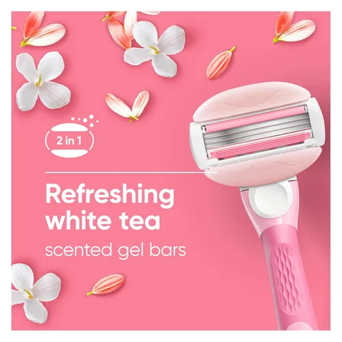 Miniatura 5 de Gillette Venus ComfortGlide - Maquinilla de afeitar para mujer, barras de gel perfumadas de té blanco, incluye 1 mango de afeitar reutilizable + 2