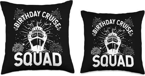 Miniatura 3 de Birthday Cruise Trip Sun Clothing & Designs Birthday Squad Memories Family Cruise Holiday Throw Pillow, 16x16, Multicolor