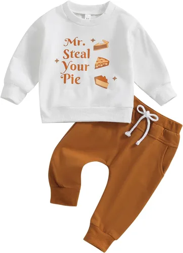 Miniatura 271 de Adobabirl Conjunto de sudadera y pantalones de Halloween para bebé, sudadera y pantalones con parche de calabaza para Halloween, otoño, ropa de bebé