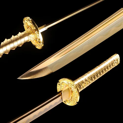 Miniatura 8 de 40.6 pulgadas de acero de alto carbono al horno dragón de oro japonés Katana Samurai Espada Full Tang jian