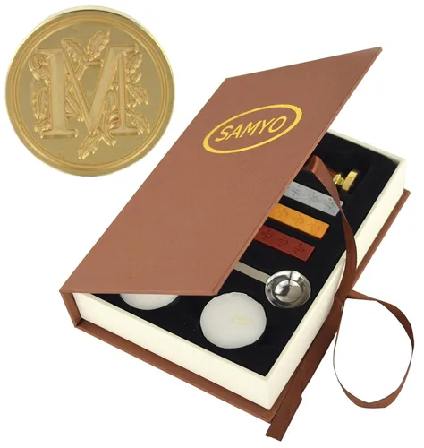 Set de lacres para sellos de la marca Samyo, diseño de letras del alfabeto estilo vintage, clásico, tradicional, antiguo, de color latón, ideal para