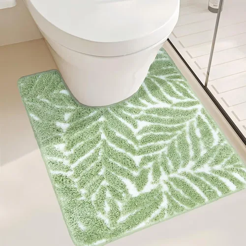 Miniatura 10 de Alfombra de Baño Azul - Alfombra de baño azul oscuro pequeña con hojas tropicales, antideslizante, lavable, para suelo de baño, bonita alfombra