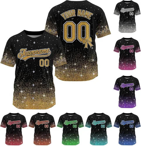 Miniatura 10 de Camiseta de béisbol de uniforme de animadora personalizada, camiseta de animadora para niñas, mujeres, jóvenes, niños, camiseta con purpurina