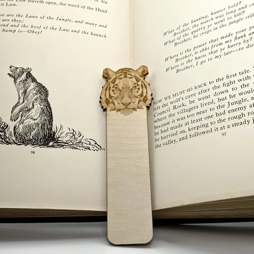Marcador de madera grabado con tigre | Marcador de libro geométrico de madera de abedul báltico | ¡Gran idea de regalo!