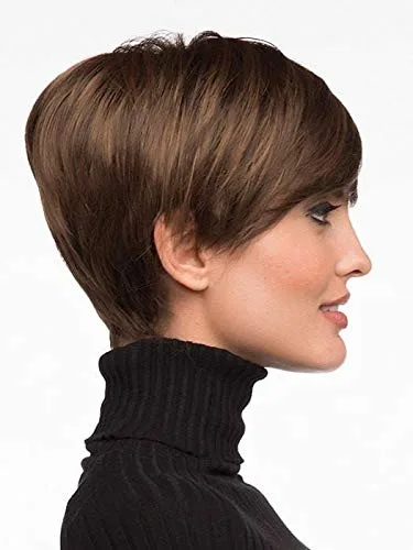 Miniatura 7 de Peluca Kris color 38 gris oscuro – Envy Wigs de 4 pulgadas, corta, elegante, coqueta, retro, Pixie, parte de monofilamento sintético, largo lateral
