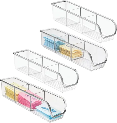 Miniatura 8 de iDesign Organizador de paquetes de plástico y bolsas de té, recipientes de almacenamiento de cocina para azúcar, sal, pimienta, edulcorantes, bolsas