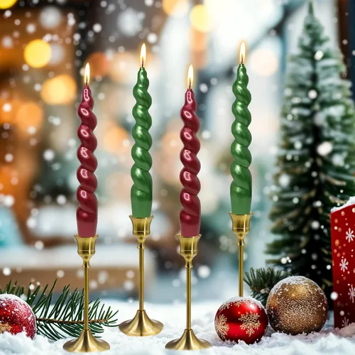 Miniatura 10 de Velas en espiral de Navidad, velas cónicas doradas, 10 pulgadas, sin perfume, para regalo de invierno, vacaciones, Navidad, decoración del hogar