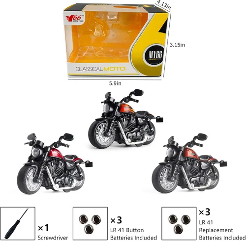 Miniatura 6 de Mini Motocicleta de Juguete - Autos de Juguete de Retroceso con Sonido y Luz, Motocicletas de Juguete para Niños Pequeños, Juguetes de Motocicleta