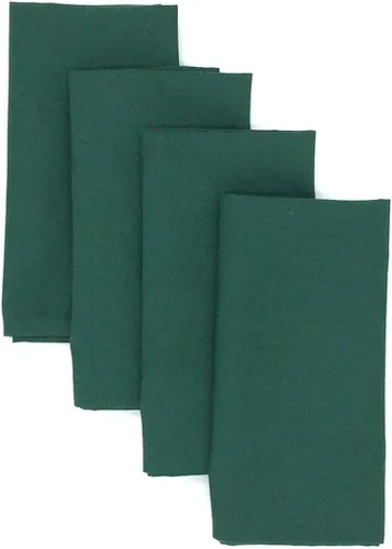 Servilletas de tela jacquard con dobladillo enrollado verde sólido - Juego de cuatro