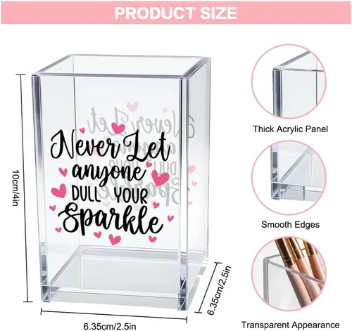 Miniatura 2 de Never Let Anyone Dull Your Sparkle - Organizador de brochas de maquillaje acrílico, almacenamiento de pinceles acrílicos para niñas, regalos
