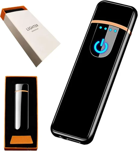 Miniatura 13 de Encendedor electrónico recargable por USB, mini pantalla táctil creativa, pantalla LED, resistente al viento, sin llama con cable de carga, silencio