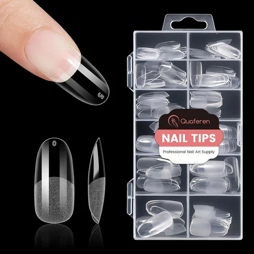 Miniatura 9 de Quaferen Puntas de Uñas de Almendra Medianas: 240pcs Puntas de Uñas Postizas Acrílicas Preformadas Forma de Almendra - 12 Tamaños Gel Suave