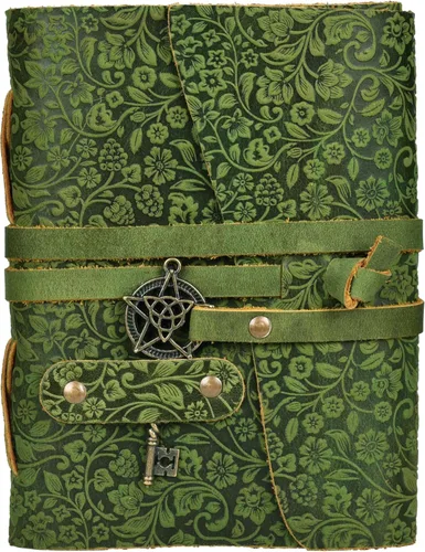 Miniatura 2 de LEATHER VILLAGE Diario encuadernado de cuero hecho a mano para mujeres - Verde "7"X5" (A7) Mediano 260 páginas en blanco de papel vintage
