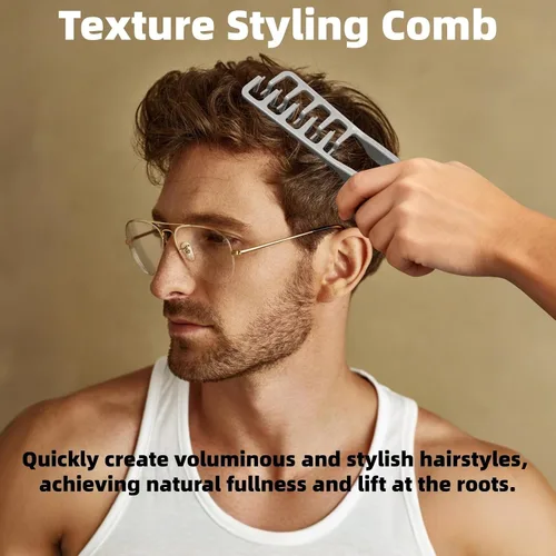 Miniatura 2 de Texture Comb, Volumizing Fluffy Texture Styling Comb for Men and Women, Wide-Tooth Texturizing Styling Tool for Volume & Fringe Parting, Grey
