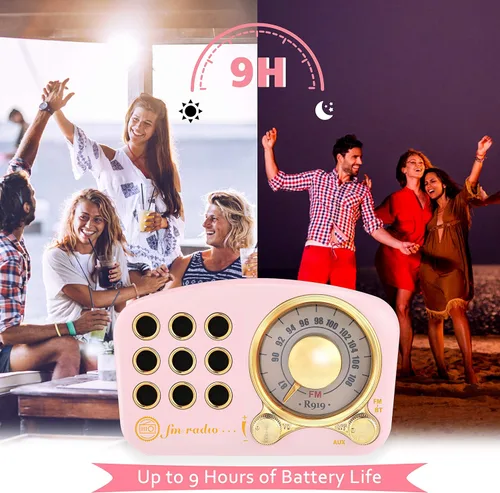 Miniatura 8 de Altavoz Bluetooth retro FM Radio vintage con volumen fuerte, fuerte mejora de graves, conexión inalámbrica Bluetooth 5.0, volumen fuerte, tarjeta TF