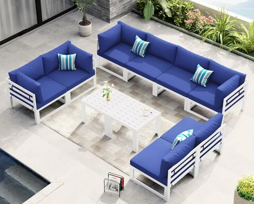 Miniatura 87 de NICESOUL - Juego de 10 muebles de patio extra grandes de aluminio moderno, sofá para exteriores con asiento de 29" de profundidad y ancho, 500 lbs