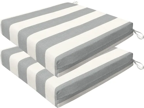 Honeycomb Juego de 2 cojines para asiento al aire libre, 20 x 20 pulgadas, cojines para silla de comedor Cabana Stripe gris piedra para muebles de