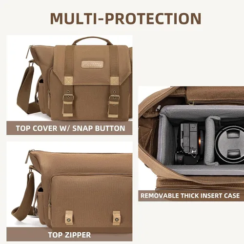 Miniatura 3 de CADeN Funda de lona para cámara compatible con Nikon, Canon, Sony DSLR/SLR cámara sin espejo con soporte para trípode, bolsa de hombro para cámara