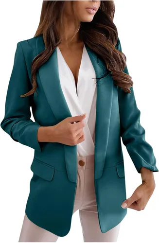 Miniatura 32 de Chaquetas ligeras para mujer, estilo casual, manga larga, frente abierto, chaqueta elegante, para trabajo, oficina, trajes profesionales