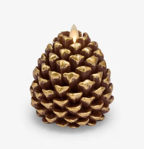 Miniatura 9 de Luminara Pinecone - Velas sin llama, con acabado marrón tiza, figuras de piña, velas LED de cera real sin perfume, funcionan