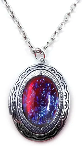 Miniatura 5 de Collar con medallón de ópalo mexicano que brilla en la oscuridad, diseño victoriano vintage de ópalo de fuego en plata, bronce o cobre, regalo