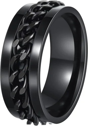 Miniatura 92 de Anillos giratorios para la ansiedad para hombre, anillos clásicos de cadena para mujeres y adultos, anillo de acero de titanio