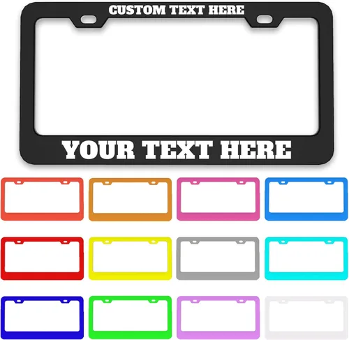 Marco de matrícula personalizado – Etiqueta metálica de alta calidad para automóvil con tu texto, placas personalizadas de 12 x 6 pulgadas, marcos