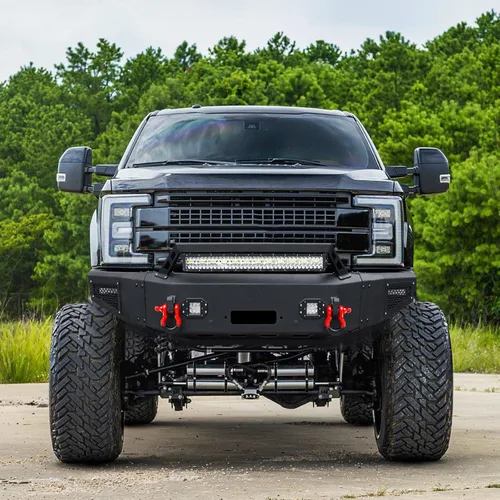 Miniatura 4 de BESTZHEYU Parachoques delantero compatible con F250 F350 F450 2017 2018 2019 2020 2021 2022 con placa de cabrestante y luces LED